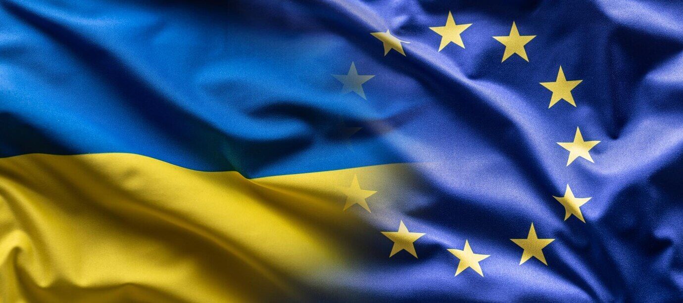 Flag of Ukraine and the European Union