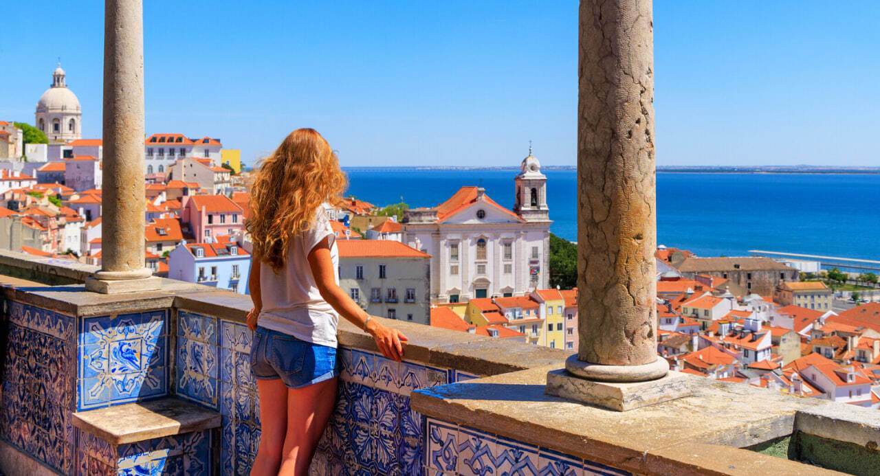 A girl and a panorama of the city